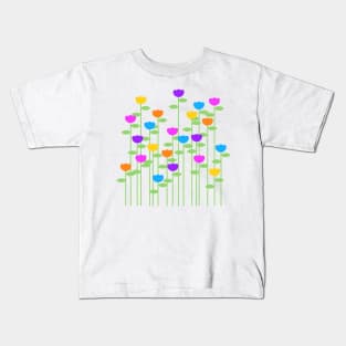 Summer Rainbow Cottage Garden Flowers Digital Art | Melanie Jensen Illustrations Kids T-Shirt